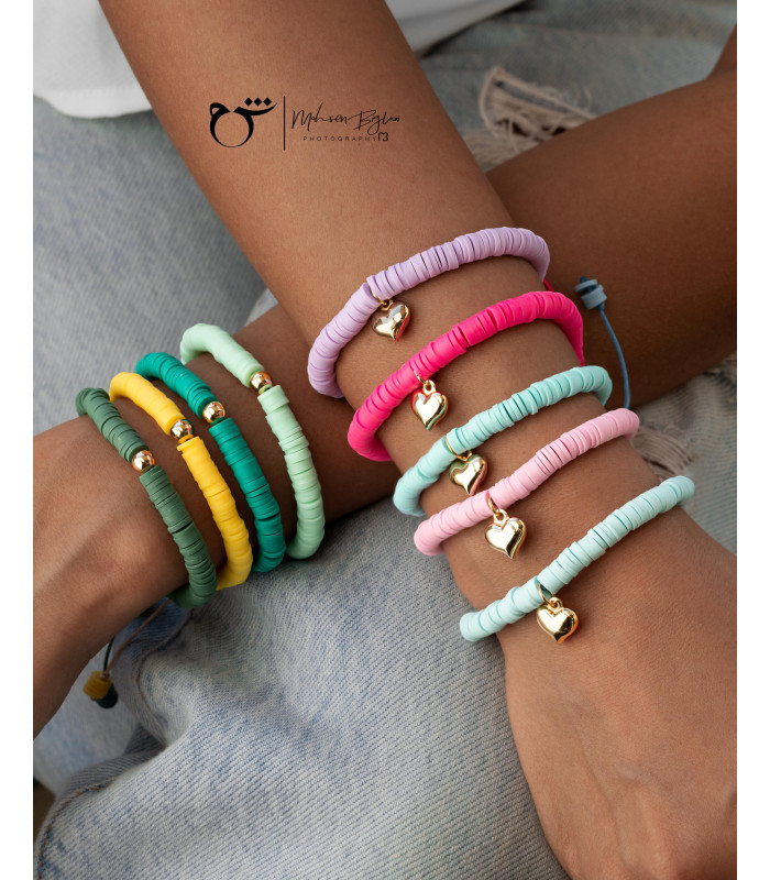 دستبند گوی فیمو سبز کمرنگ-گالری شیدا مجد