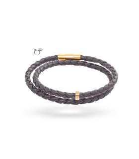 مردانه دستبند مهره چرم طوسی