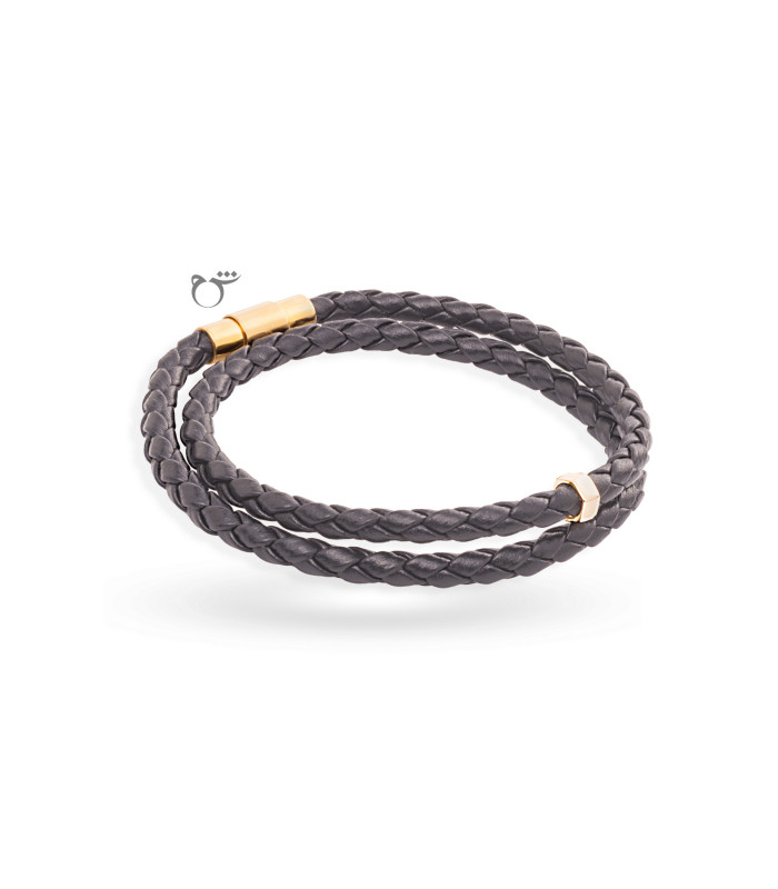 مردانه دستبند مهره چرم طوسی-گالری شیدا مجد