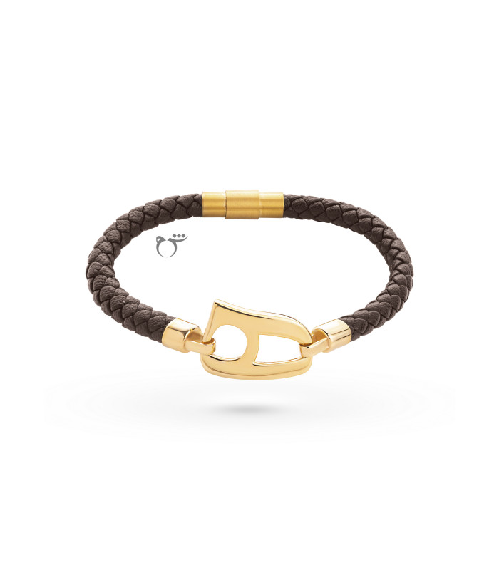 دستبند نیمانی و چرم قهوه ای