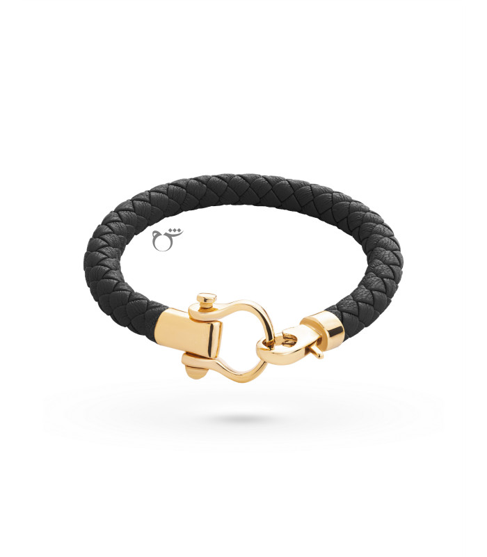 دستبند امگا ارجینال و چرم مشکی