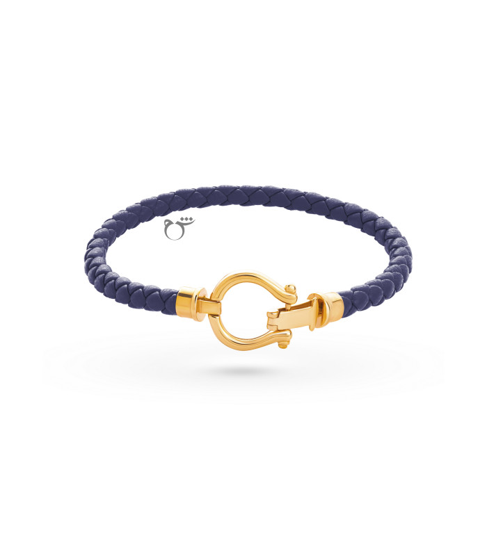 دستبند امگا کوچک و چرم سورمه ای