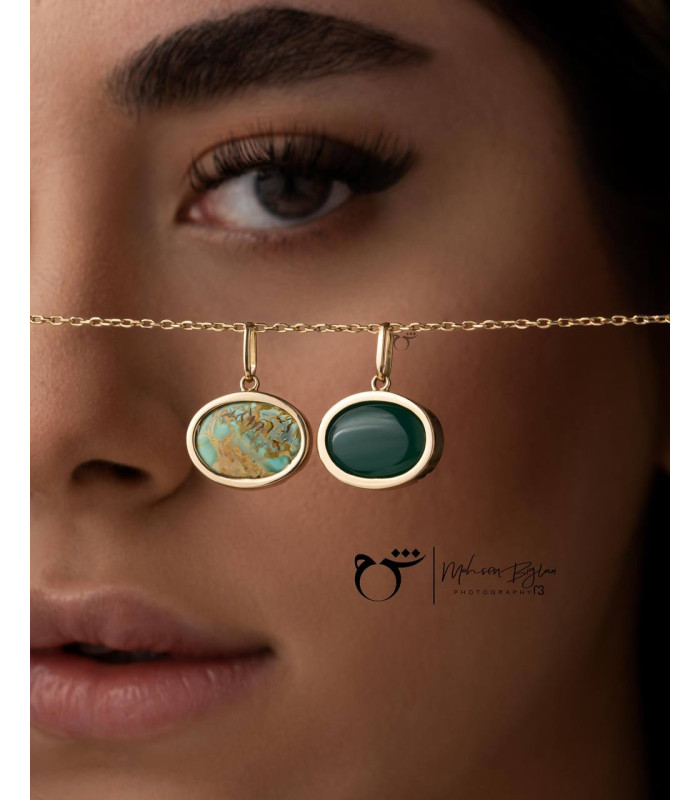 آویز بیضی فیروزه-گالری شیدا مجد