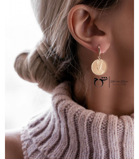 گوشواره حلقه ای طلا طرح سکه ناصری - گالری شیدا مجد
