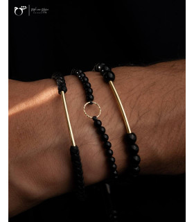 مردانه دستبند هلالی چرم (مشکی)-گالری شیدا مجد