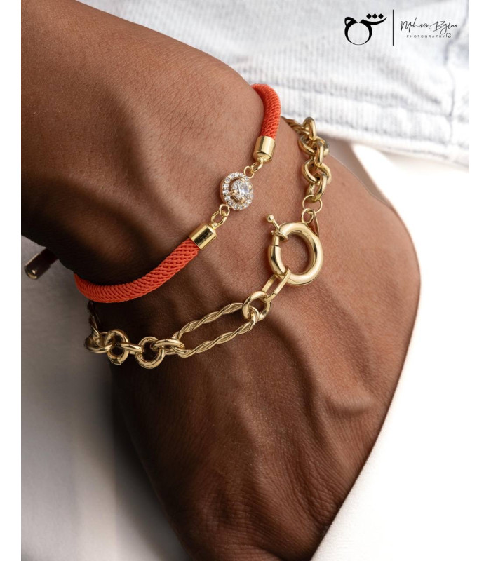 دستبند تخمه بندی نارنجی-گالری شیدا مجد