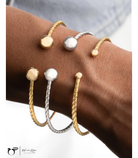 دستبند بنگل پیچک گوی سفید-گالری شیدا مجد