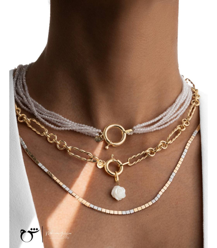 گردنبند قفل مدبر سواروسکی سفید-گالری شیدا مجد