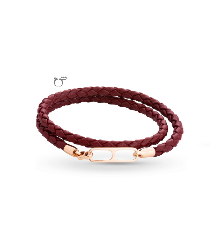 دستبند همیشگی چرم زرشکی-گالری شیدا مجد