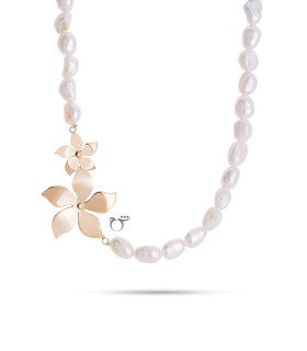 گردنبند 2 گل باروک سفید