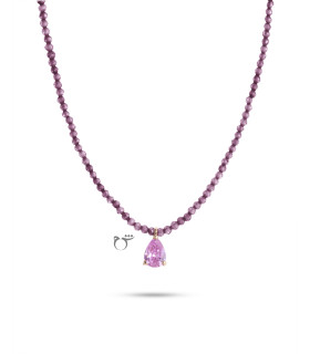 گردنبند اشک رز کوارتز سواروسکی پوست پیازی