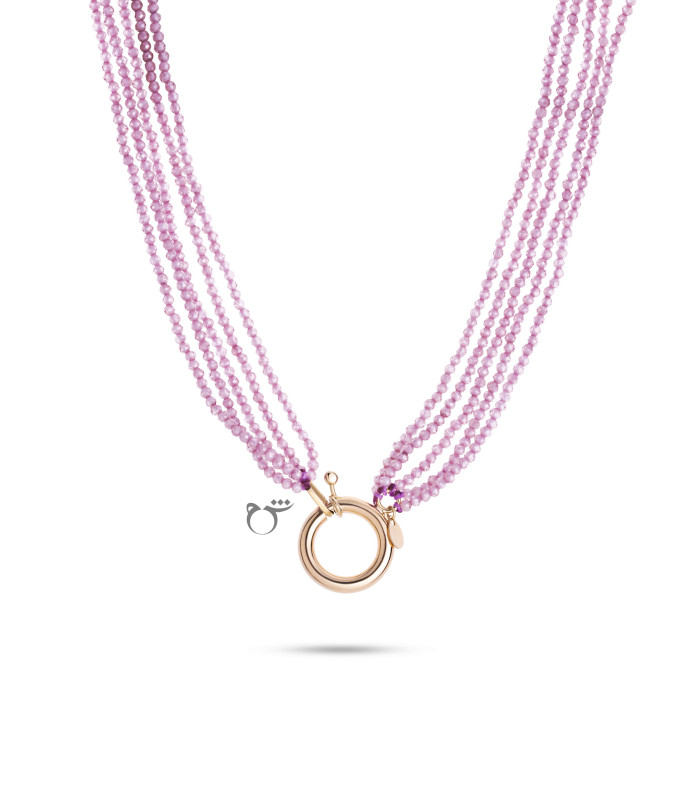 گردنبند قفل مدبر سواروسکی صورتی روشن