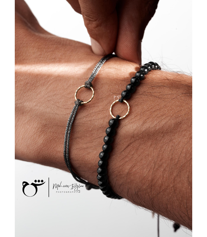 مردانه دستبند حلقه تراش نخی لمه طوسی-گالری شیدا مجد