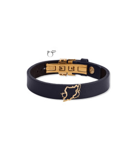 مردانه دستبند نقشه ایران چرم سورمه ای پهن