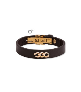 مردانه دستبند 3 کارتیه چرم قهوه ای پهن