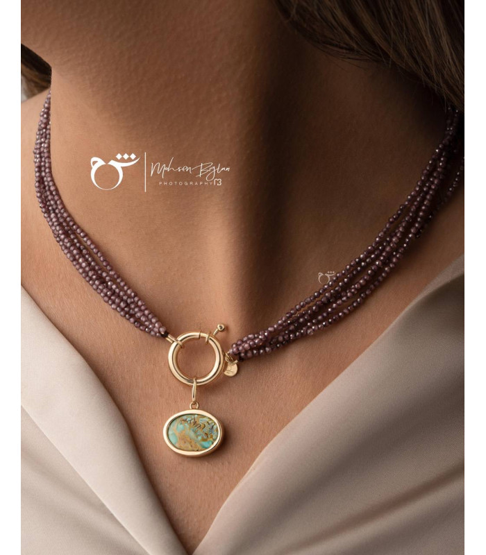 گردنبند قفل مدبر سواروسکی پوست پیازی	-گالری شیدا مجد