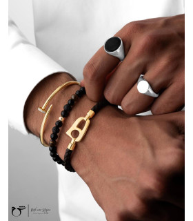 مردانه دستبند گوی سنگی براق-گالری شیدا مجد