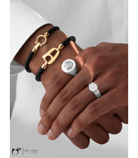 دستبند امگا کوچک و چرم مشکی-گالری شیدا مجد