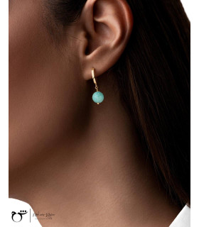 گوشواره حلقه ای طلا طرح فیروزه-گالری شیدا مجد