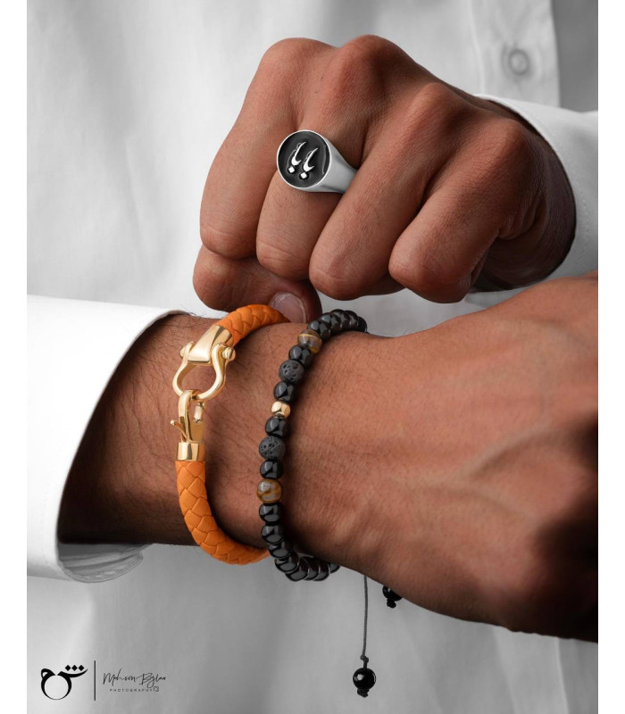 مردانه دستبند گوی سنگی براق-گالری شیدا مجد