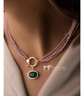 گردنبند قفل مدبر سواروسکی صورتی روشن-گالری شیدا مجد