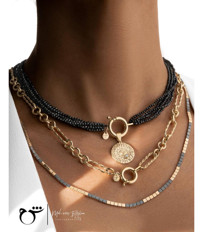 گردنبند قفل مدبر سواروسکی مشکی-گالری شیدا مجد