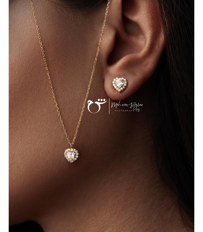 گوشواره قلب نگینی زیرکن-گالری شیدا مجد