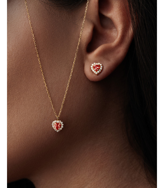 گردنبند قلب نگینی گارنت-گالری شیدا مجد