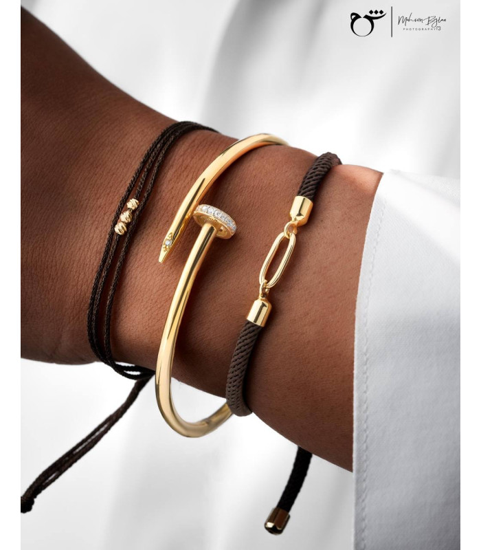 دستبند تک لینک بندی قهوه ای-گالری شیدا مجد