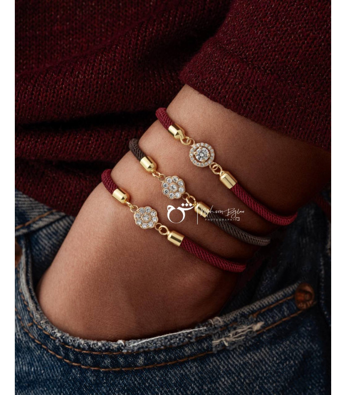 دستبند فلاور بزرگ بندی قهوه ای-گالری شیدا مجد