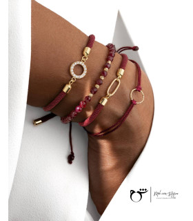 دستبند تک لینک بندی زرشکی-گالری شیدا مجد