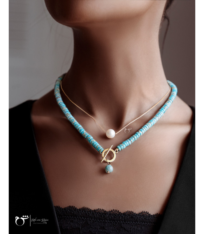 گردنبند قفل لاو و فیروزه-گالری شیدا مجد