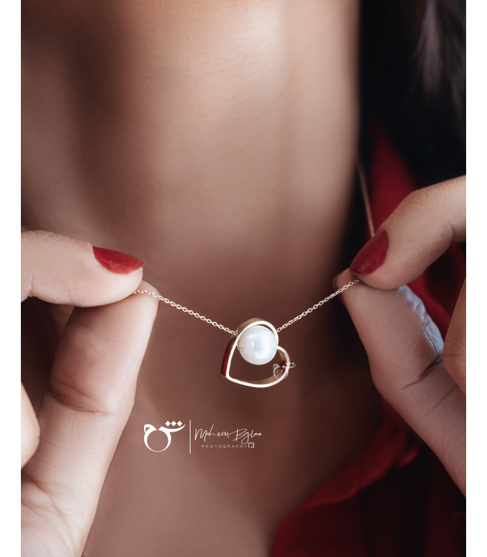 گردنبند قلب و مروارید-گالری شیدا مجد