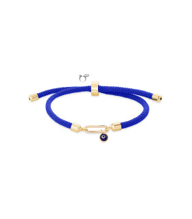 دستبند تک لینک چشم نظر بندی آبی کاربنی