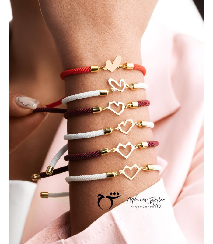 دستبند قلب توپر بندی قرمز-گالری شیدا مجد