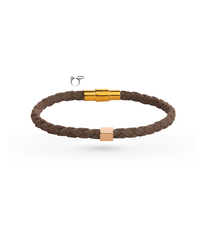 مردانه دستبند مکعب جیر قهوه ای