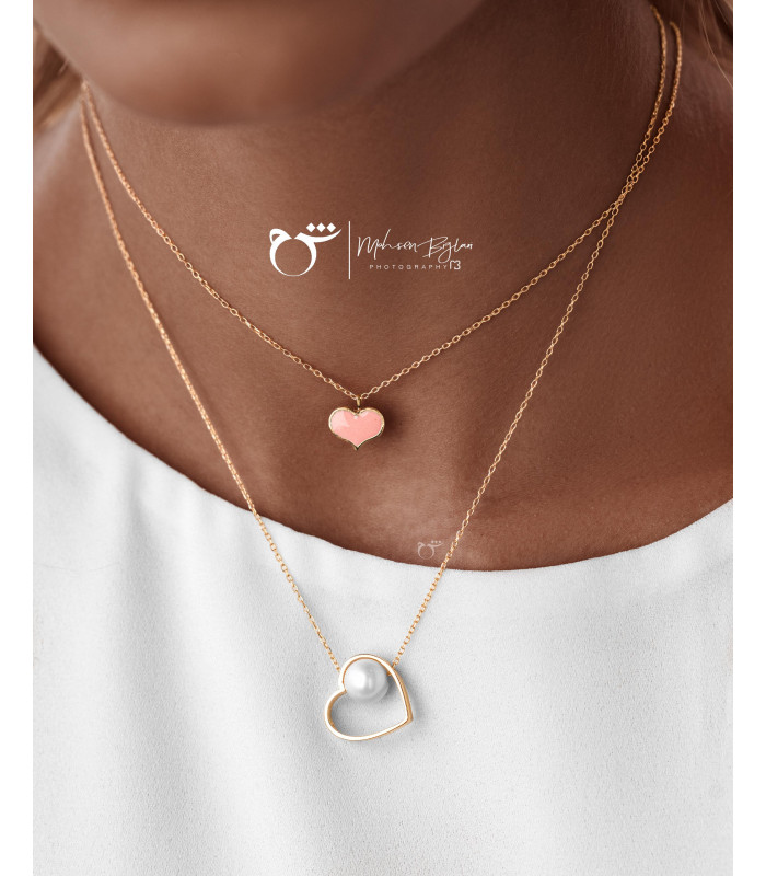 گردنبند قلب و مروارید-گالری شیدا مجد