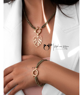 گردنبند قفل مدبر سواروسکی سبز-گالری شیدا مجد