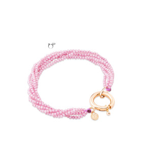 دستبند قفل مدبر سواروسکی صورتی روشن