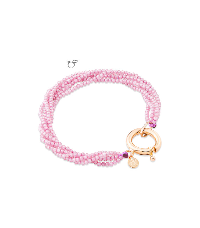 دستبند قفل مدبر سواروسکی صورتی روشن