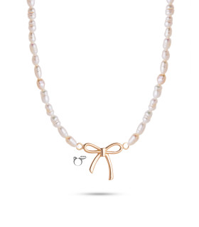 گردنبند پاپیون مروارید ریز