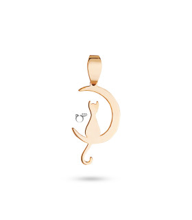 آویز طلا طرح ماه و گربه