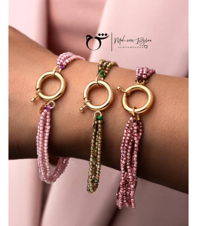 دستبند قفل مدبر سواروسکی صورتی روشن-گالری شیدا مجد