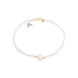 پابند طلا طرح رز سفید و مروارید ریز-گالری شیدا مجد