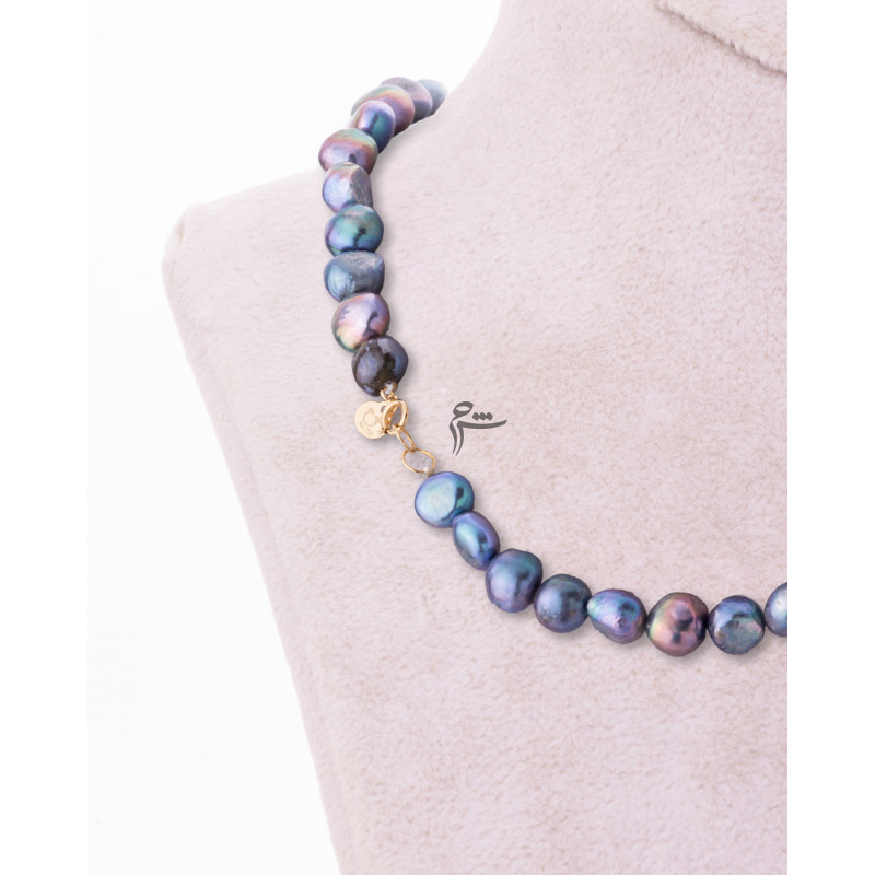 گردنبند طلا طرح گوی مروارید کبود-گالری شیدا مجد