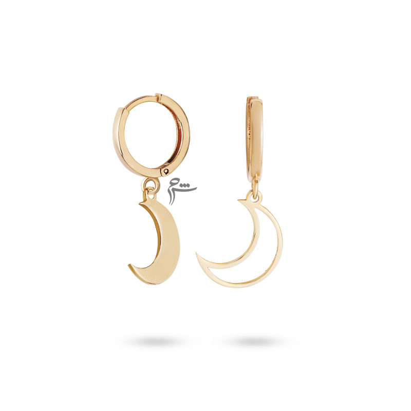 گوشواره حلقه ای طلا طرح ماه پر و خالی-گالری شیدا مجد