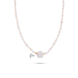 گردنبند چوکر طلا طرح رز سفید و مروارید ریز-گالری شیدا مجد