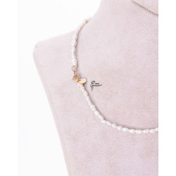 گردنبند چوکر طلا طرح رز سفید و مروارید ریز-گالری شیدا مجد