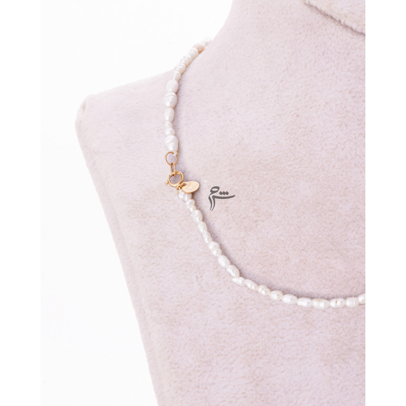 گردنبند چوکر طلا طرح رز سفید و مروارید ریز-گالری شیدا مجد