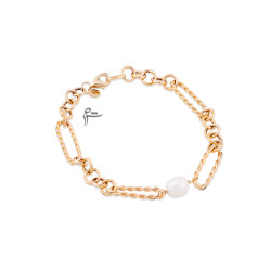 دستبند طلا طرح اووال یورمن و مروارید-گالری شیدا مجد